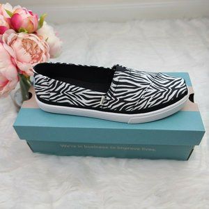 NEW Toms Women's Alpargata Cupsole Canvas OrthoLite Black/White Zebra Print 7